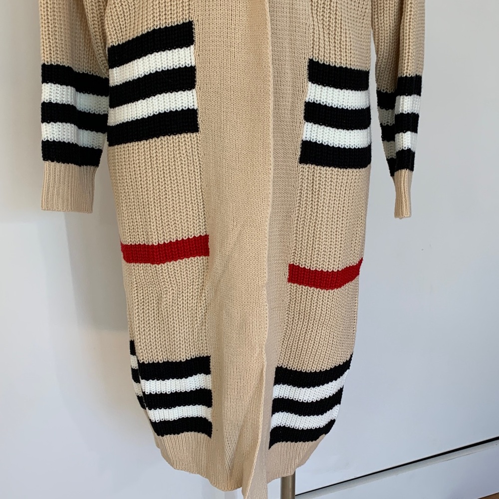 SHEIN multicolored long open front cardigan size small NWOT - Picture 4 of 9